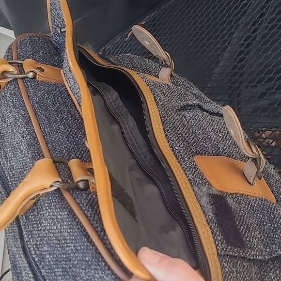 Cambridge Vintage Gray Tweed and Leather Carry-On Satchel Weekender Bag - Picture 8 of 11